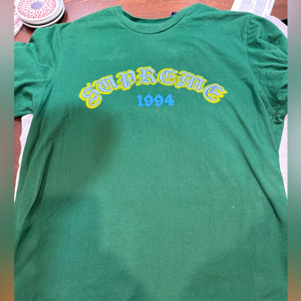 Green  Supreme Old English Glow embroidered top S/S t-shirt - SIZE M
